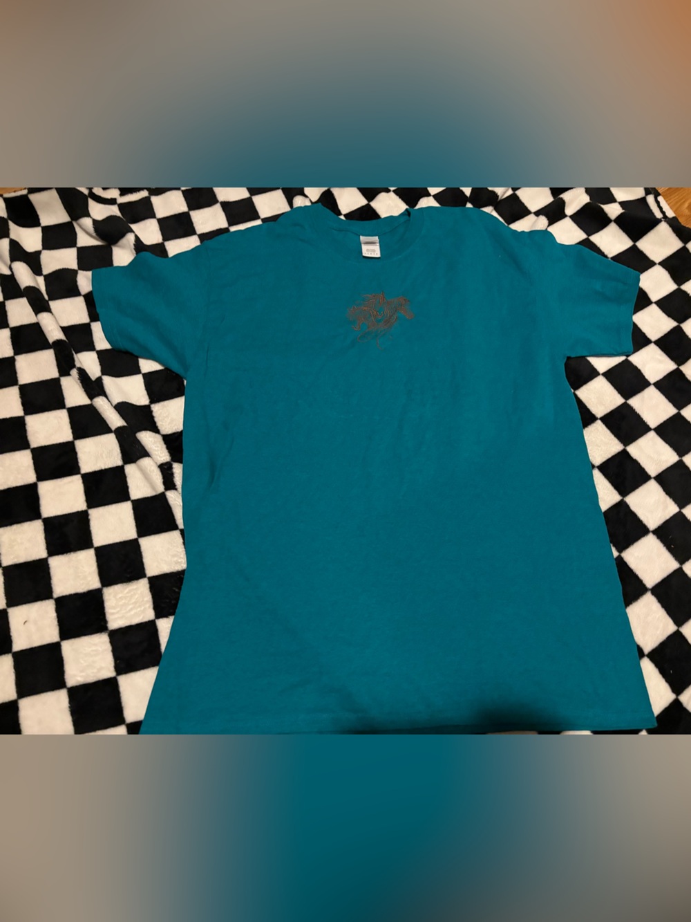 Women’s large teal horse design tshirt